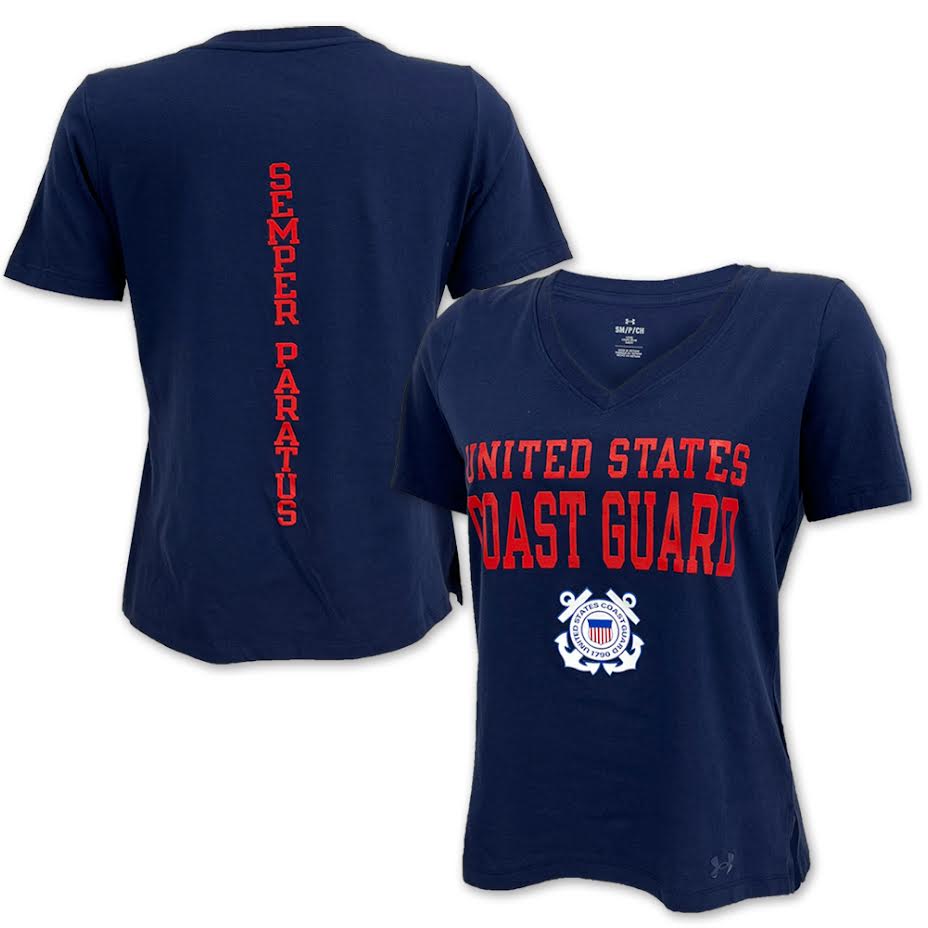 United States Coast Guard Ladies Under Armour Performance Cotton T-Shirt (Navy)