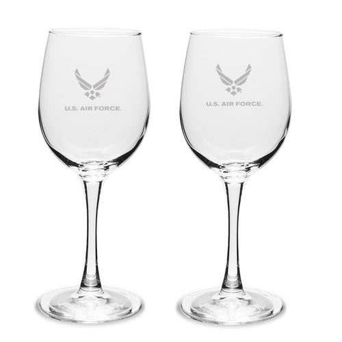 Air Force Wings Set of Two 12oz Wine Glasses with Stem