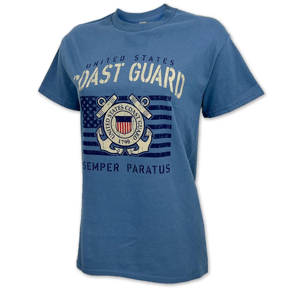 Coast Guard Vintage Stencil T-Shirt (Indigo Blue)