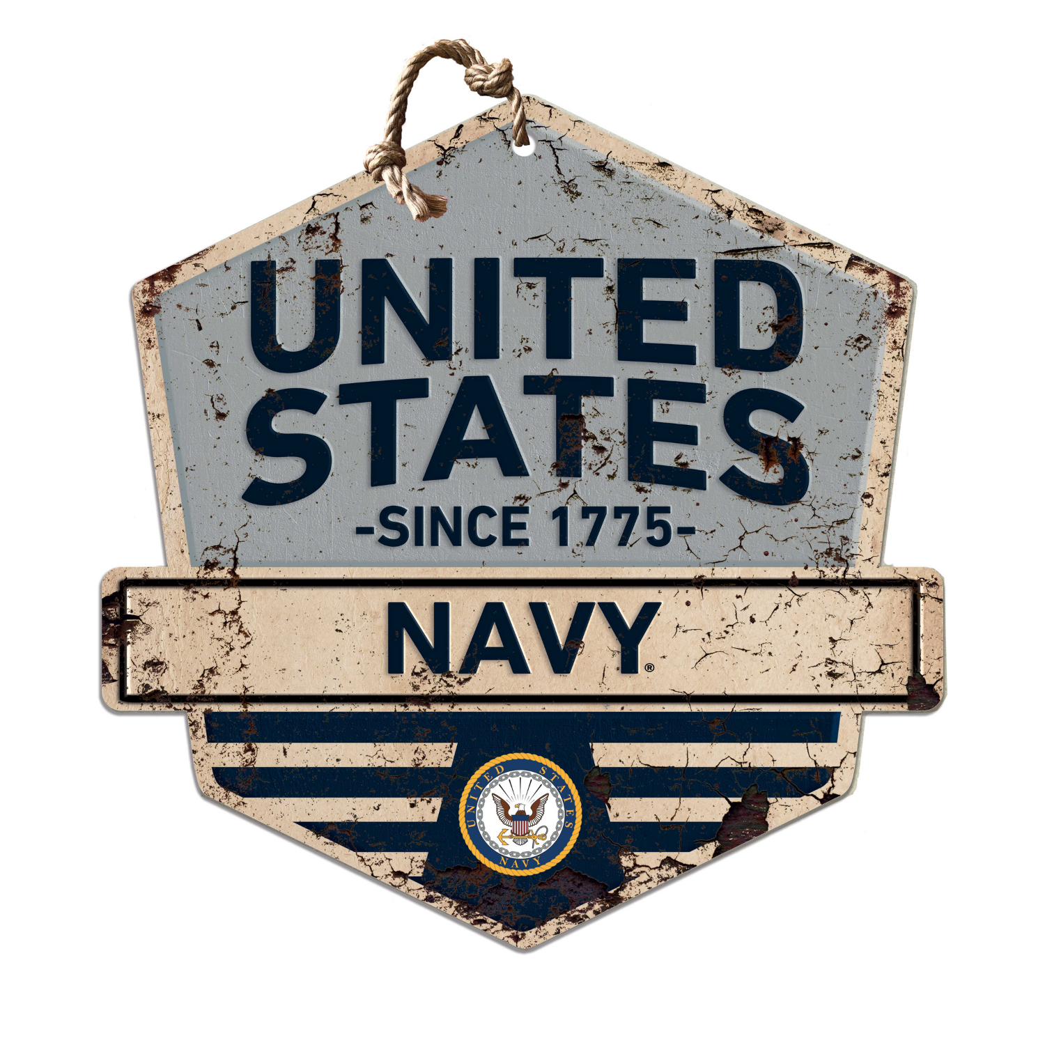 Navy Rustic Badge Logo Sign