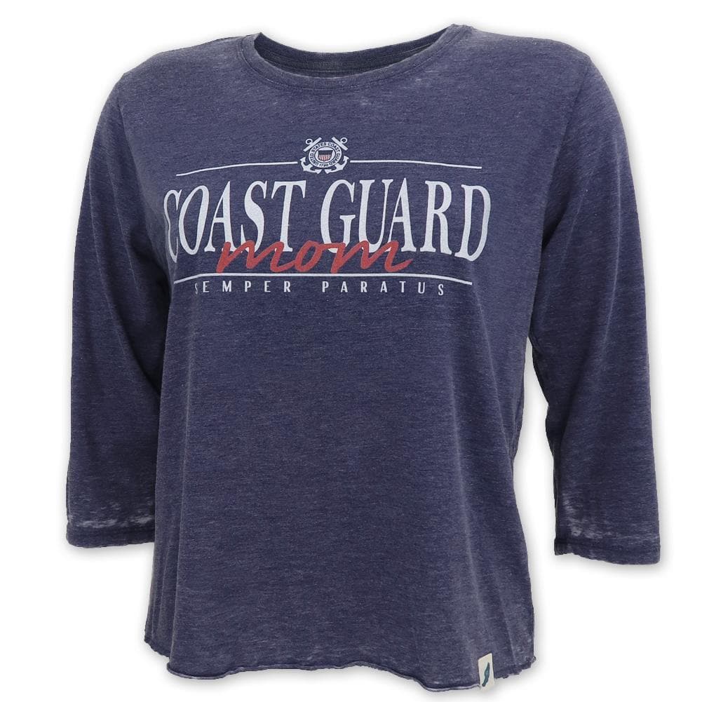 Coast Guard Mom Ladies 3/4 Sleeve T-Shirt (Navy)