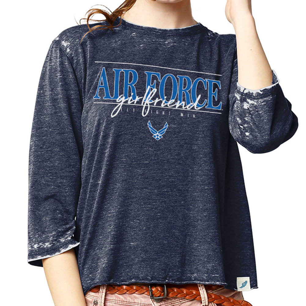 Air Force Girlfriend Ladies 3/4 Sleeve T-Shirt (Navy)