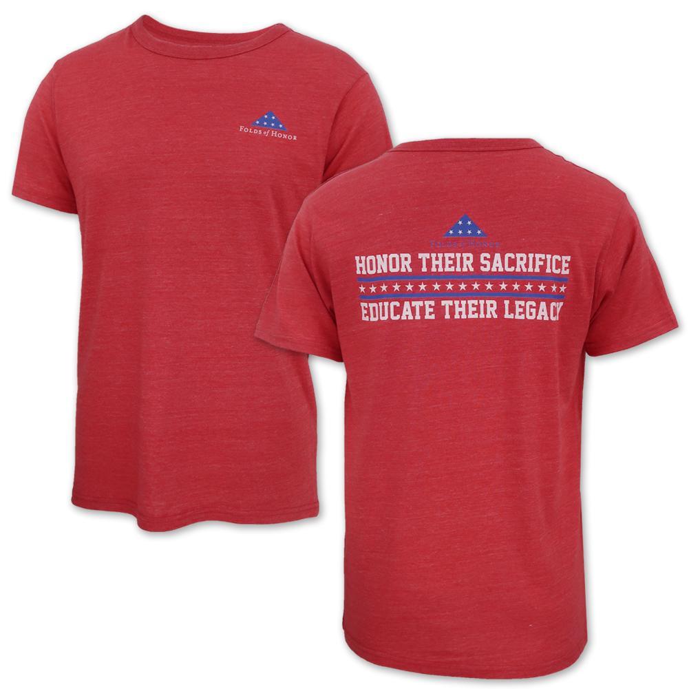 Honor Their Sacrifice Educate Their Legacy Tri-Blend T-Shirt (Heather Red)