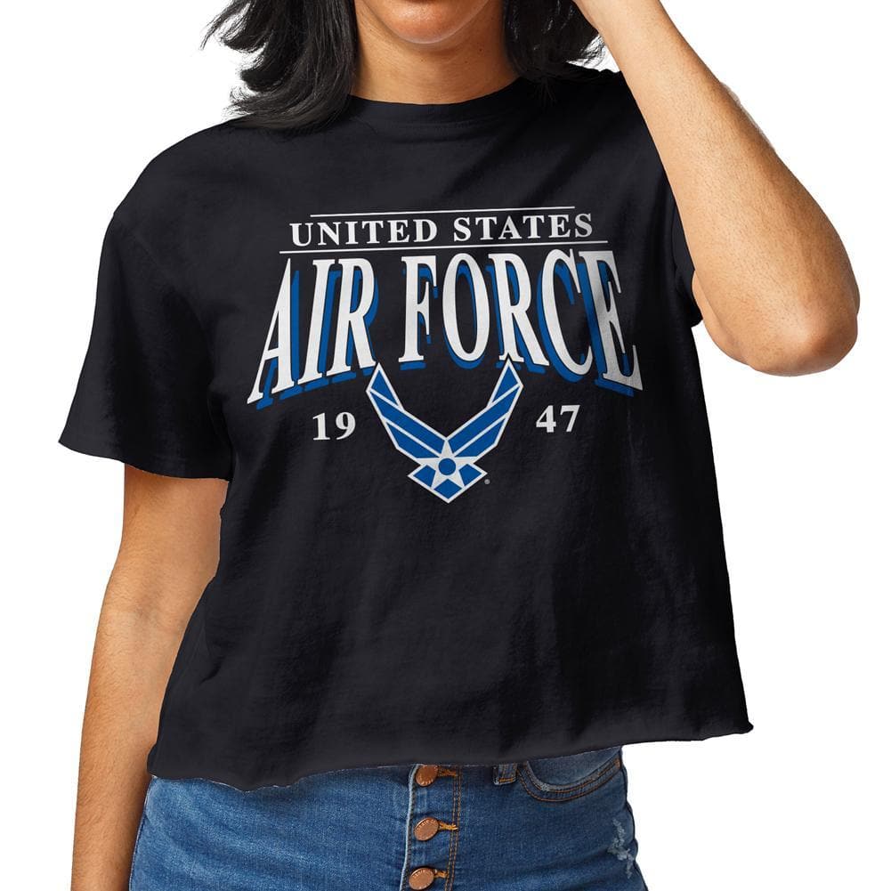 Air Force Ladies Clothesline Cotton Crop T-Shirt (Navy)