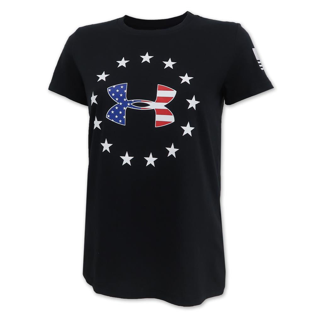 Under Armour Ladies Freedom Logo T-Shirt (Black)