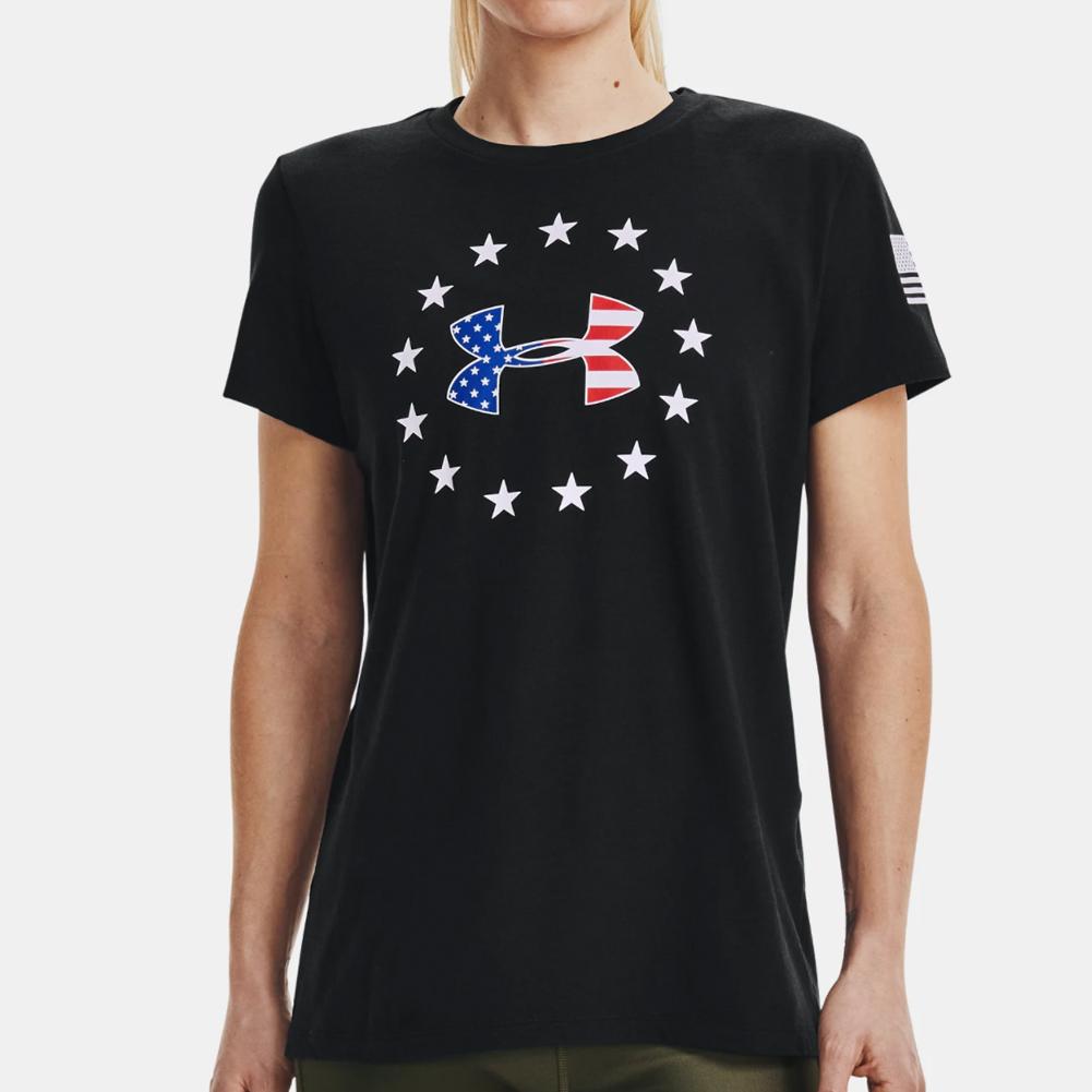 Under Armour Ladies Freedom Logo T-Shirt (Black)