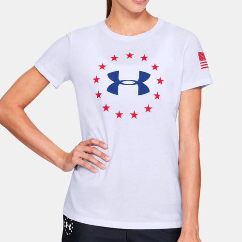 Under Armour Ladies Freedom Logo T-Shirt (White)