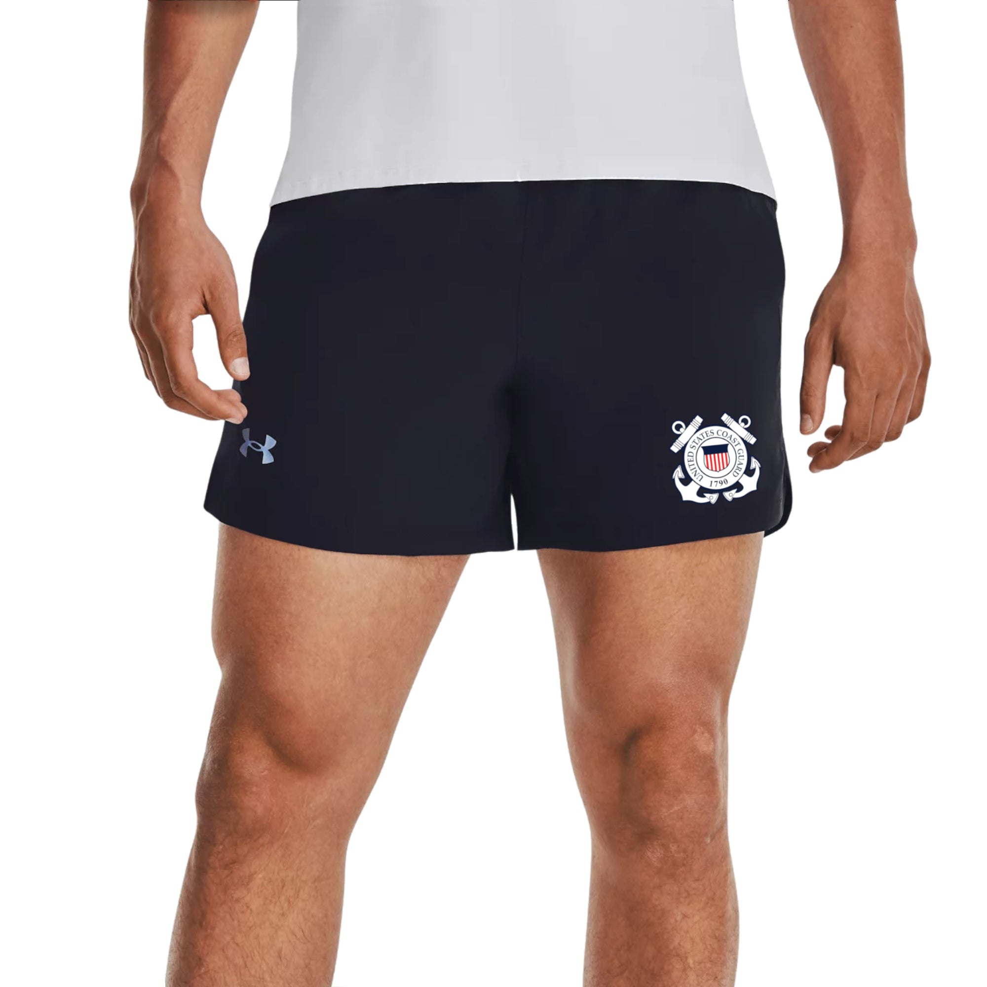 Coast Guard Seal Under Armour Men's Launch Run 5" Shorts (Black)