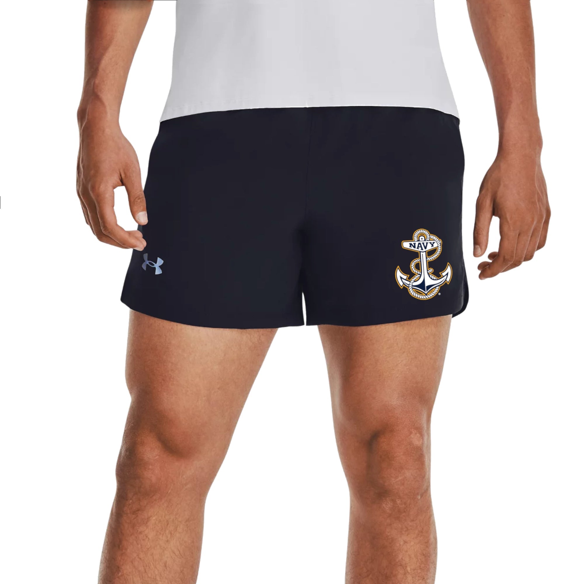 Navy Anchor Under Armour Men's Launch Run 5" Shorts (Black)