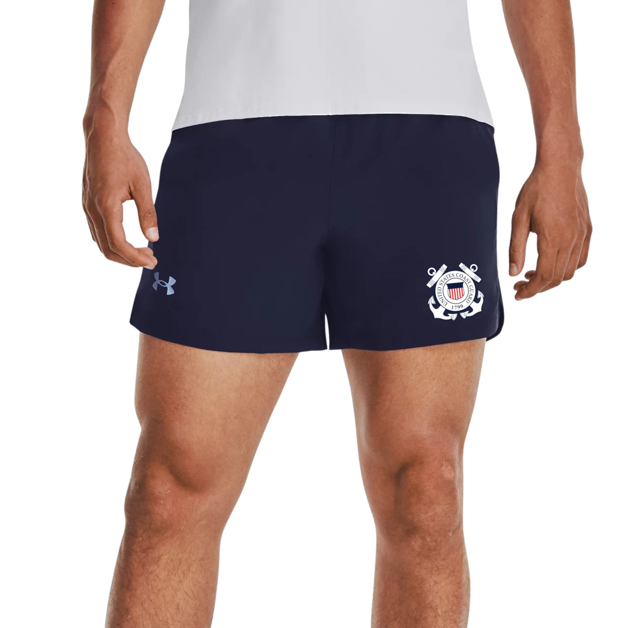 Coast Guard Seal Under Armour Men's Launch Run 5" Shorts (Navy)