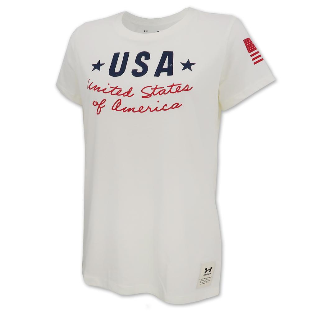 Under Armour Ladies Freedom USA T-Shirt (Off-White)