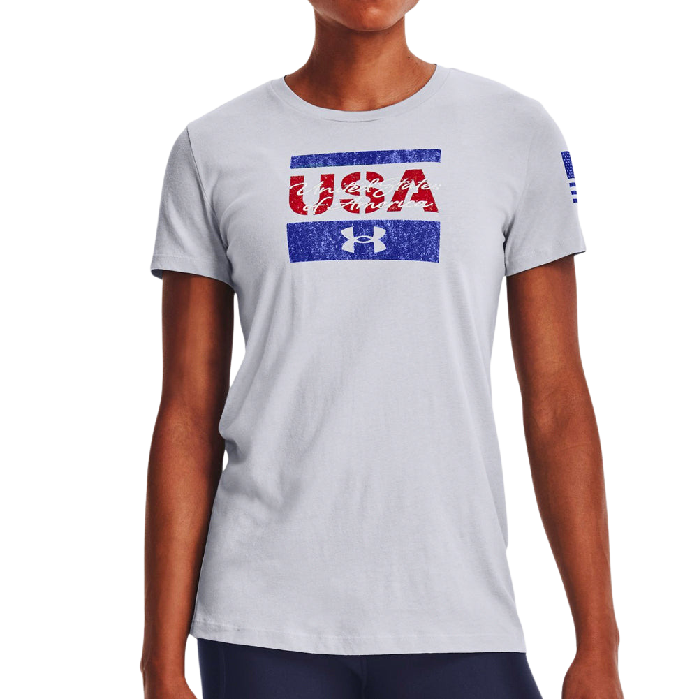 Under Armour Ladies Freedom Amp T-Shirt (Grey)