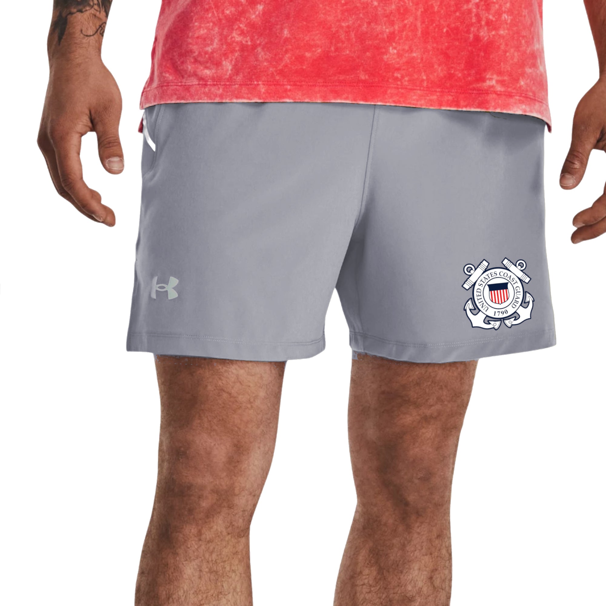 Coast Guard Seal Under Armour Launch Elite 5" Short (Steel)