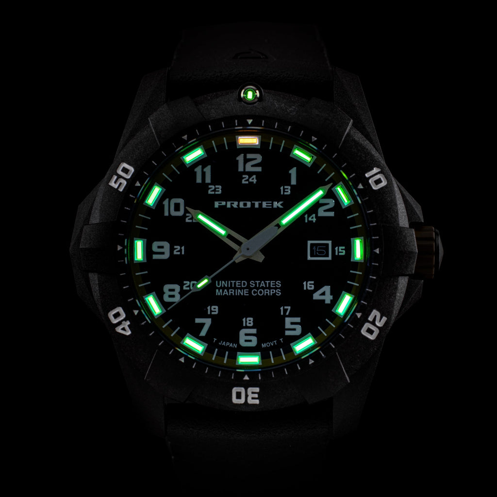 ProTek USMC Carbon Composite Dive Watch - Carbon/Black/Green (Green Band)