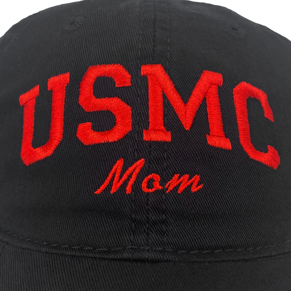 USMC Mom Relaxed Twill Hat (Black/Red)