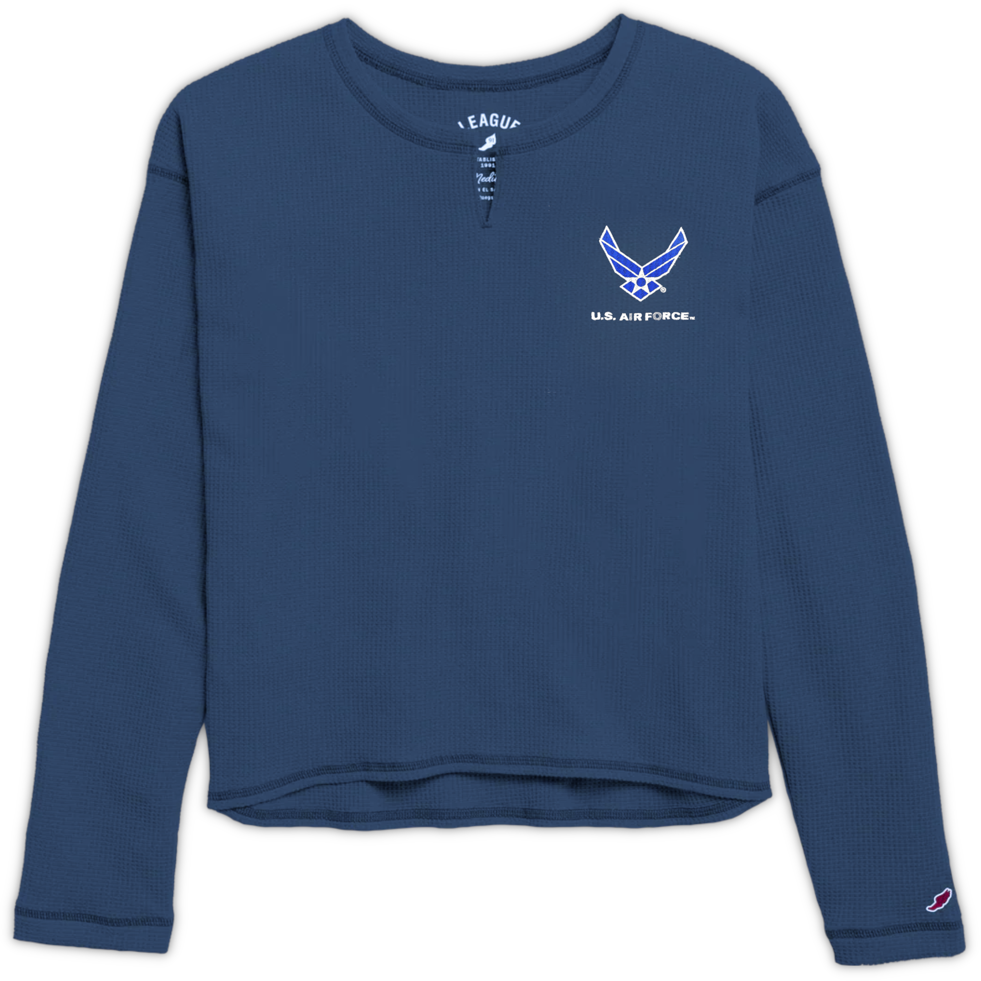 Air Force Wings Ladies Waffle Midi Long Sleeve (Navy)