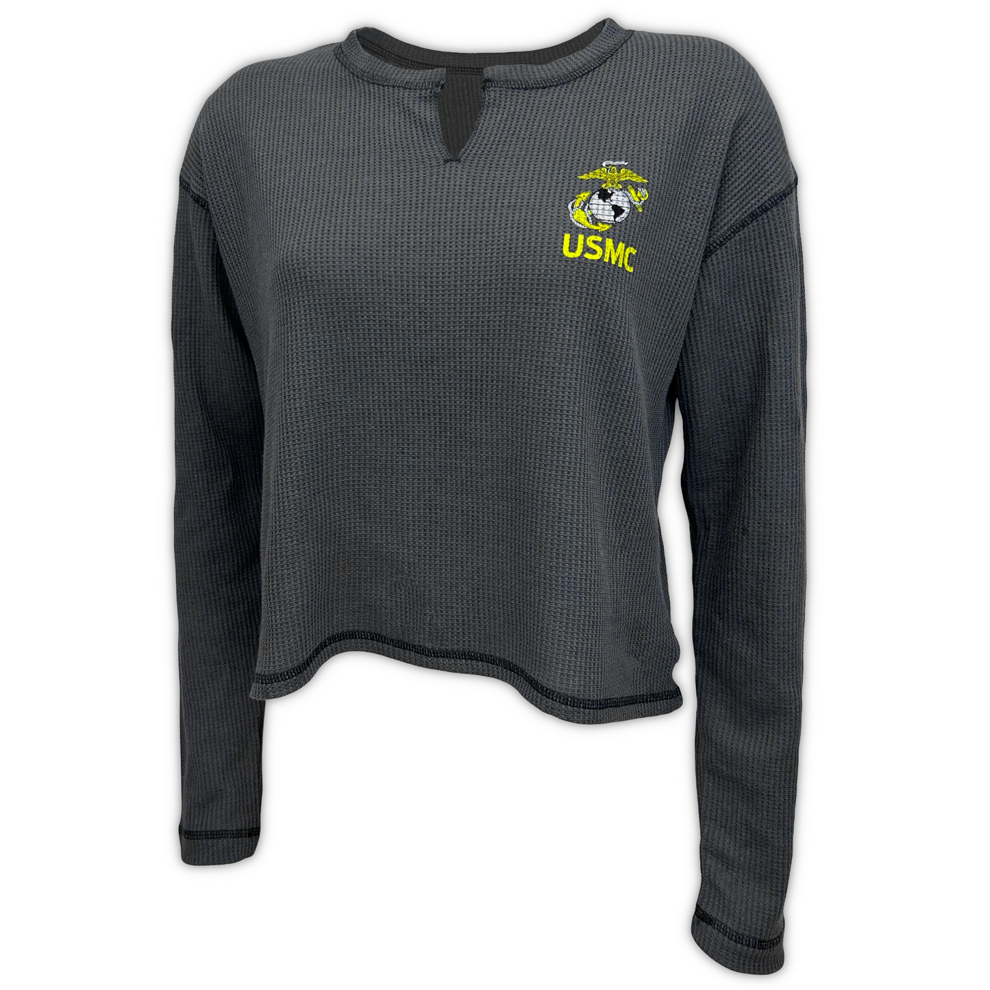 Marines EGA Ladies Waffle Midi Long Sleeve (Graphite)