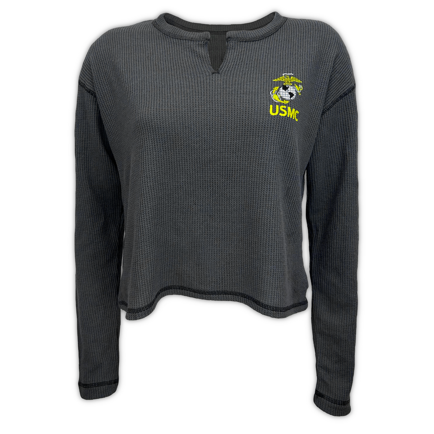 Marines EGA Ladies Waffle Midi Long Sleeve (Graphite)