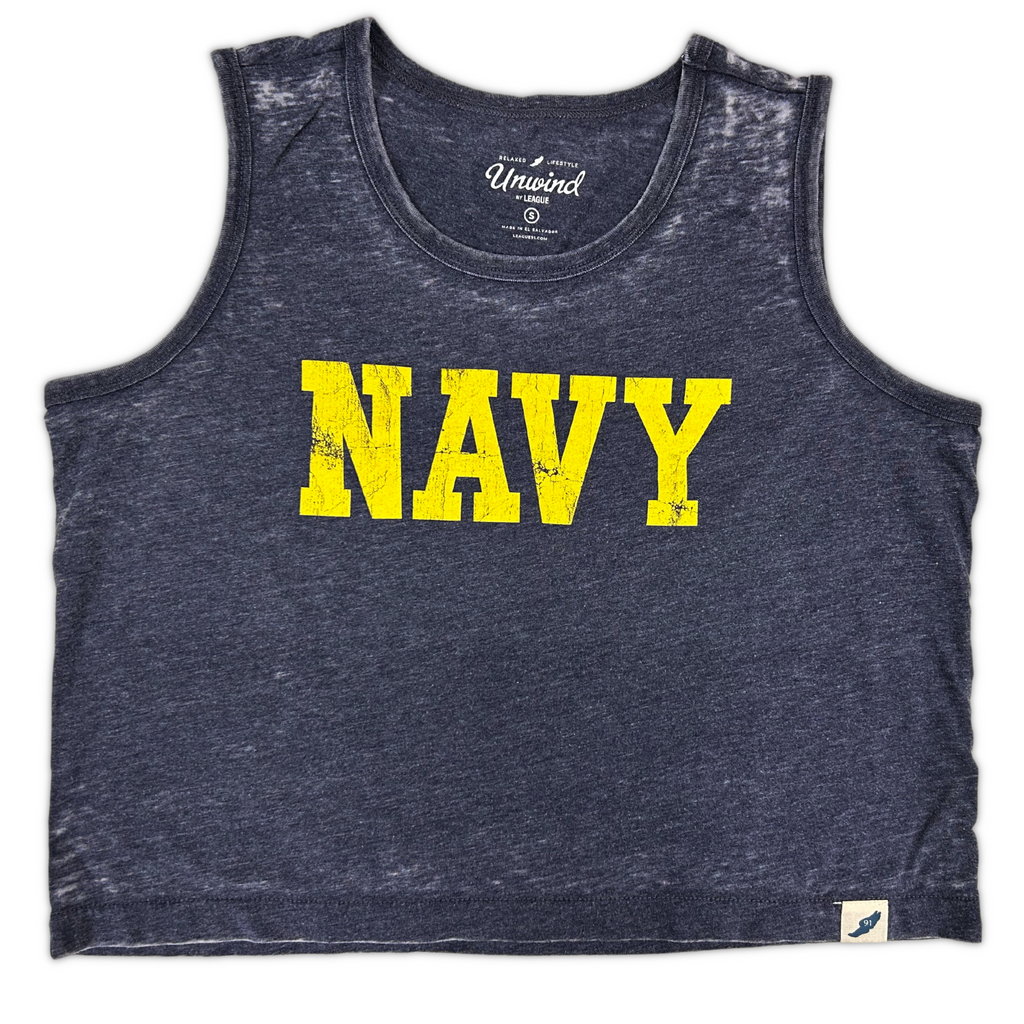 Navy Ladies Burnout Boxy Tank (Heather Navy)