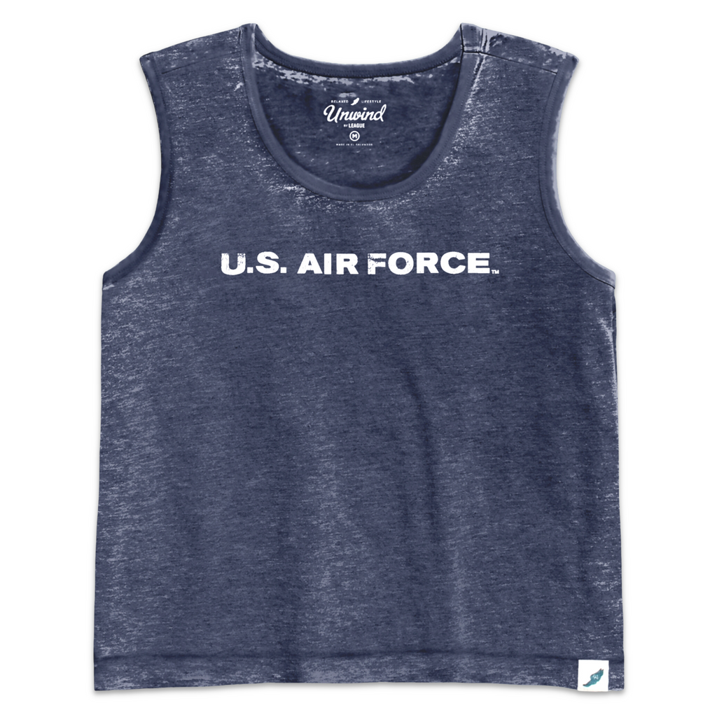 Air Force Ladies Burnout Boxy Tank (Heather Navy)