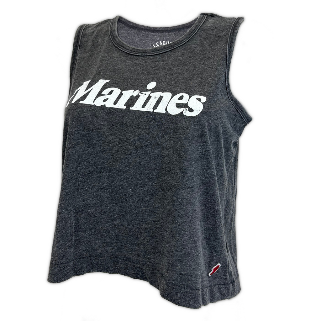 Marines Ladies Burnout Boxy Tank (Heather Black)