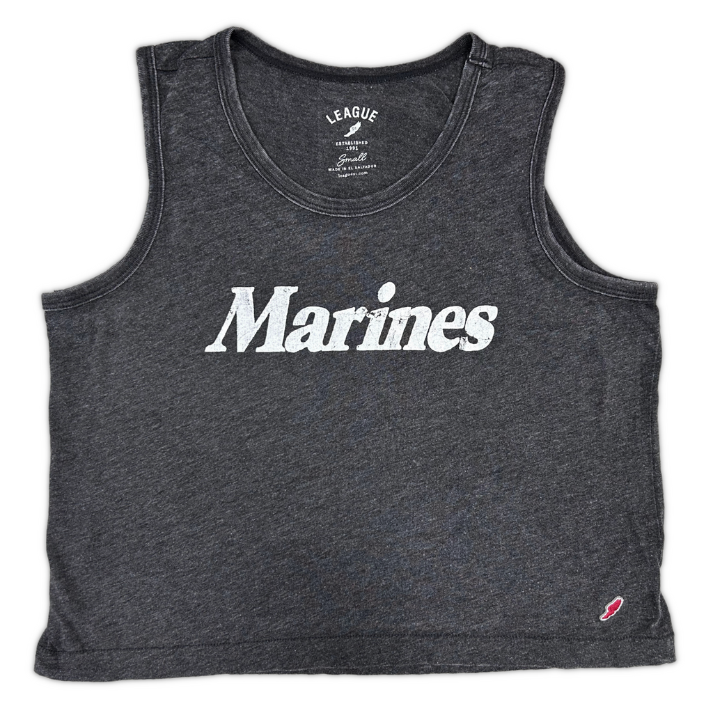 Marines Ladies Burnout Boxy Tank (Heather Black)