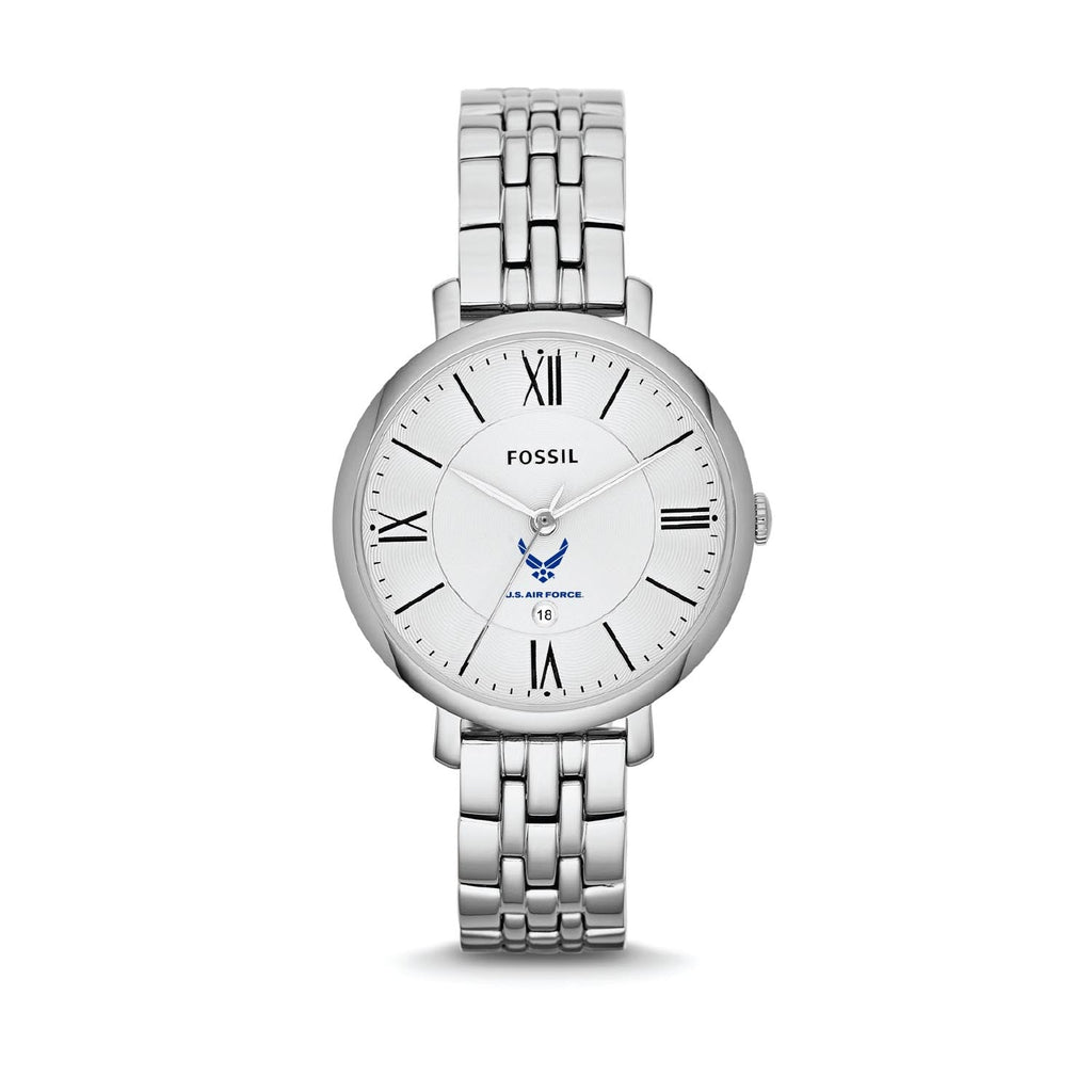 Air Force Wings Ladies Fossil Roman Numerals Bracelet Watch (Silver)