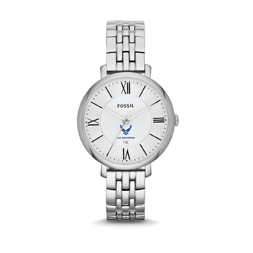 Air Force Wings Ladies Fossil Roman Numerals Bracelet Watch (Silver)