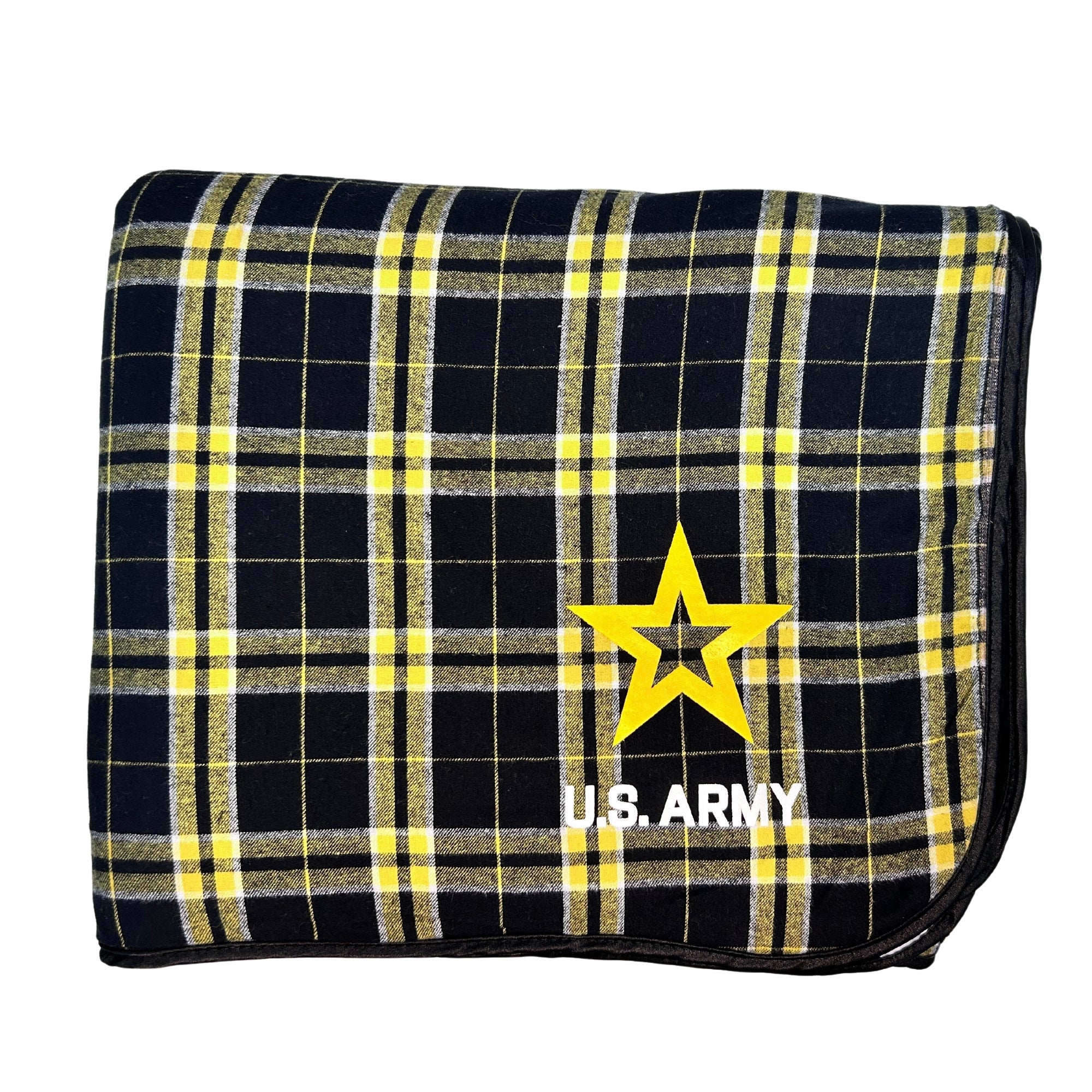 Army Star Premium Flannel Blanket (Black/Gold)