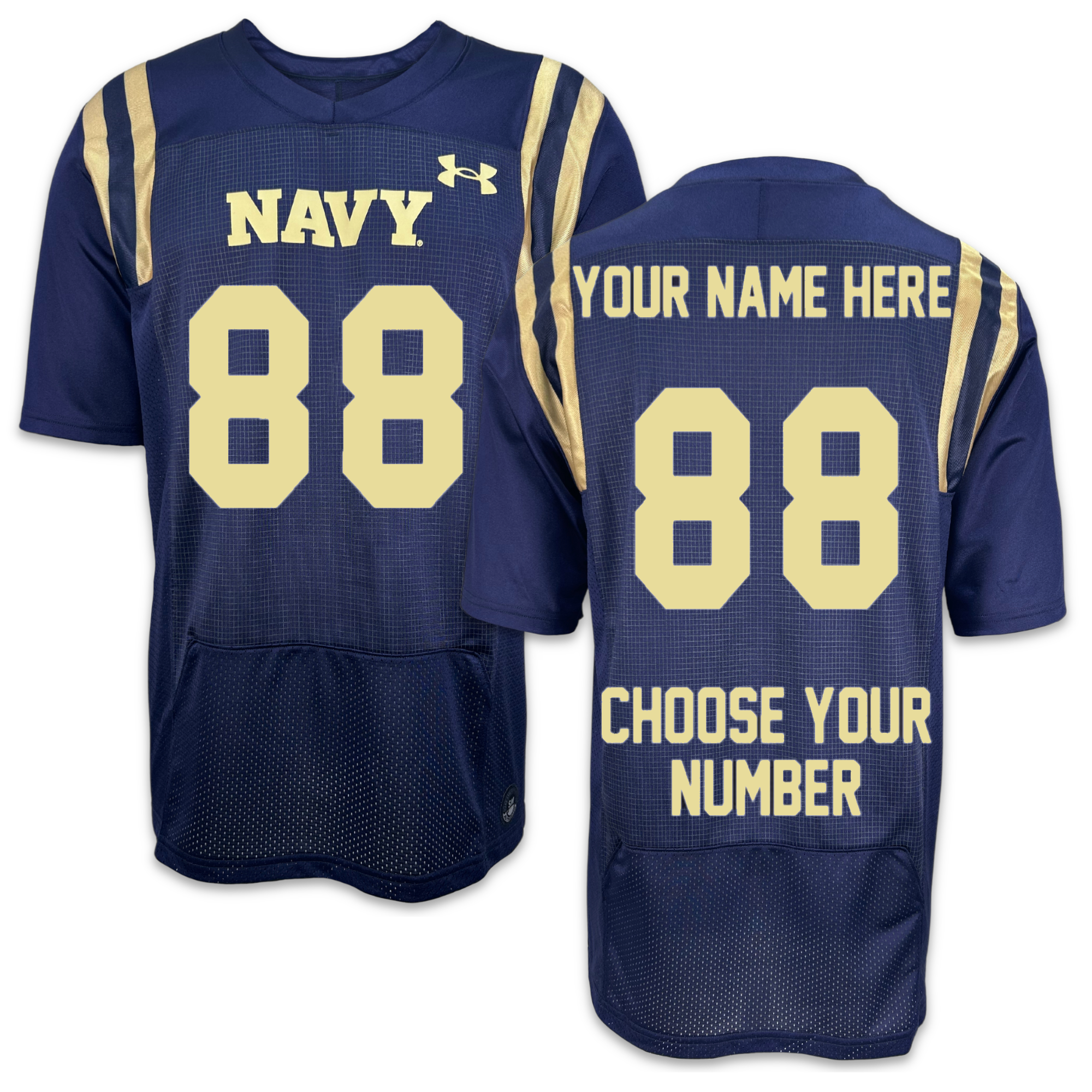 Navy Under Armour Custom Sideline Replica Football Jersey (Navy)