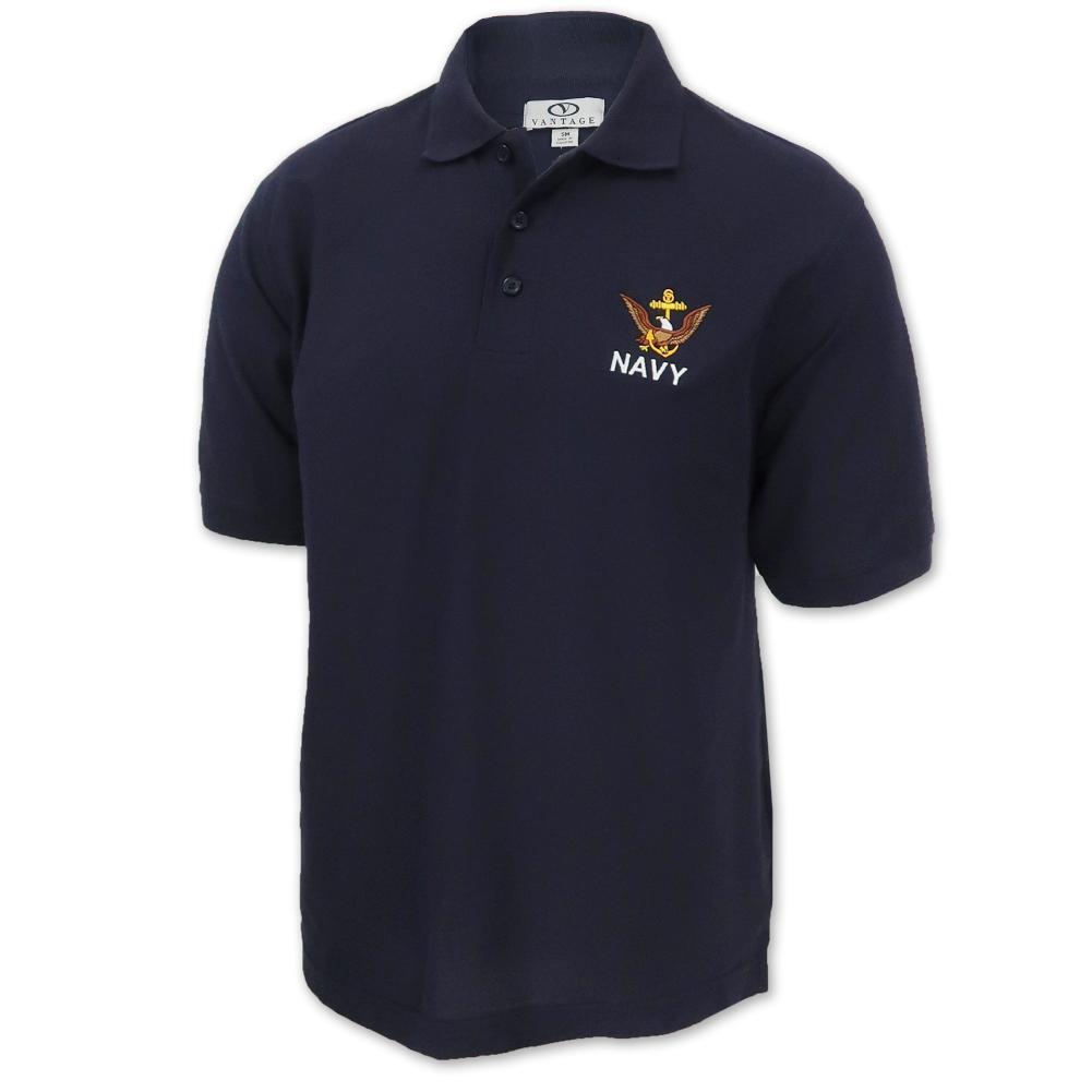 Navy Eagle Anchor Pique Polo