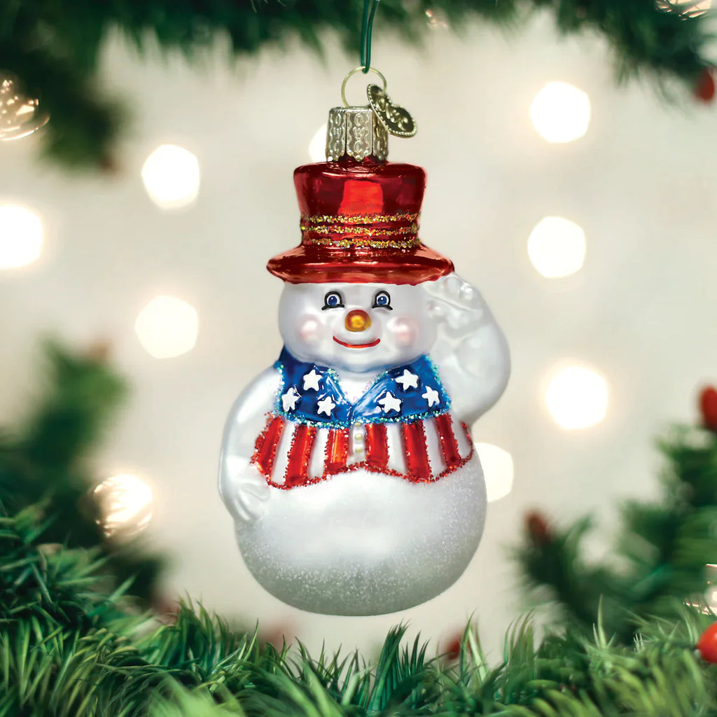 Patriotic Snowman Ornament