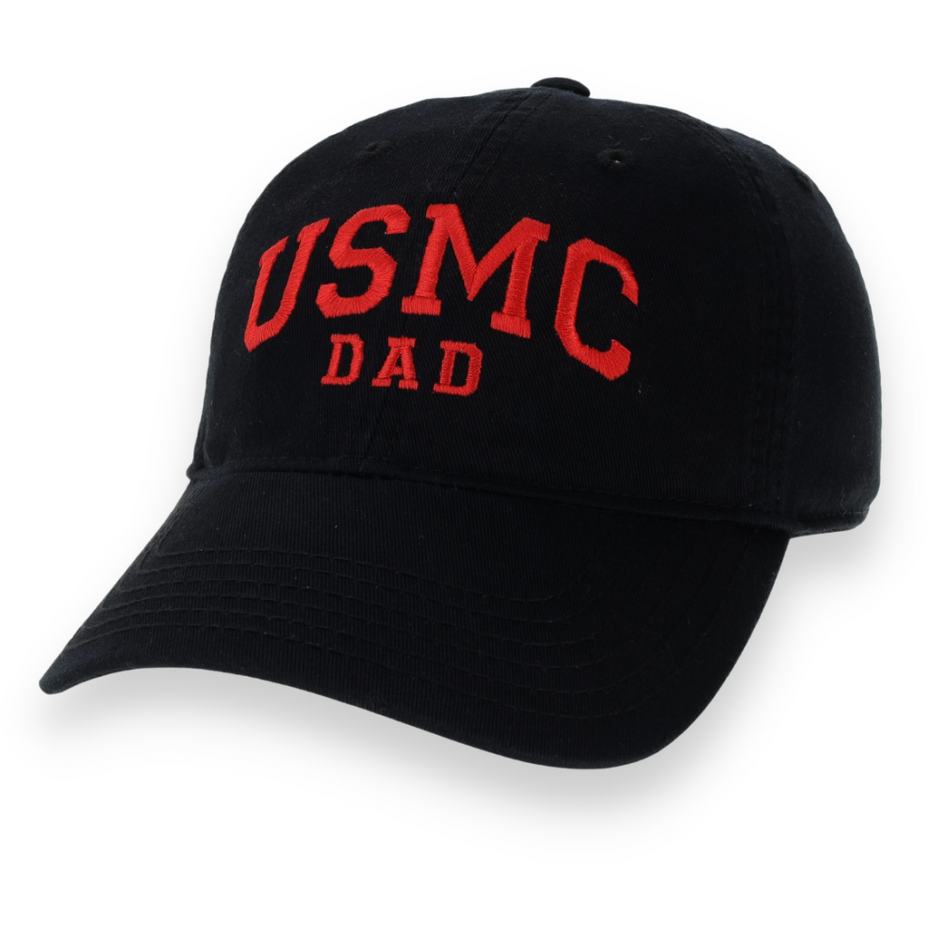 USMC Dad Relaxed Twill Hat (Black/Red)