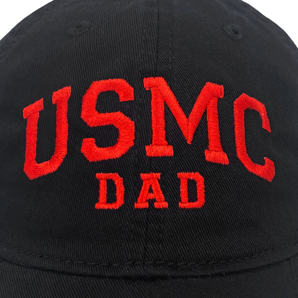 USMC Dad Relaxed Twill Hat (Black/Red)