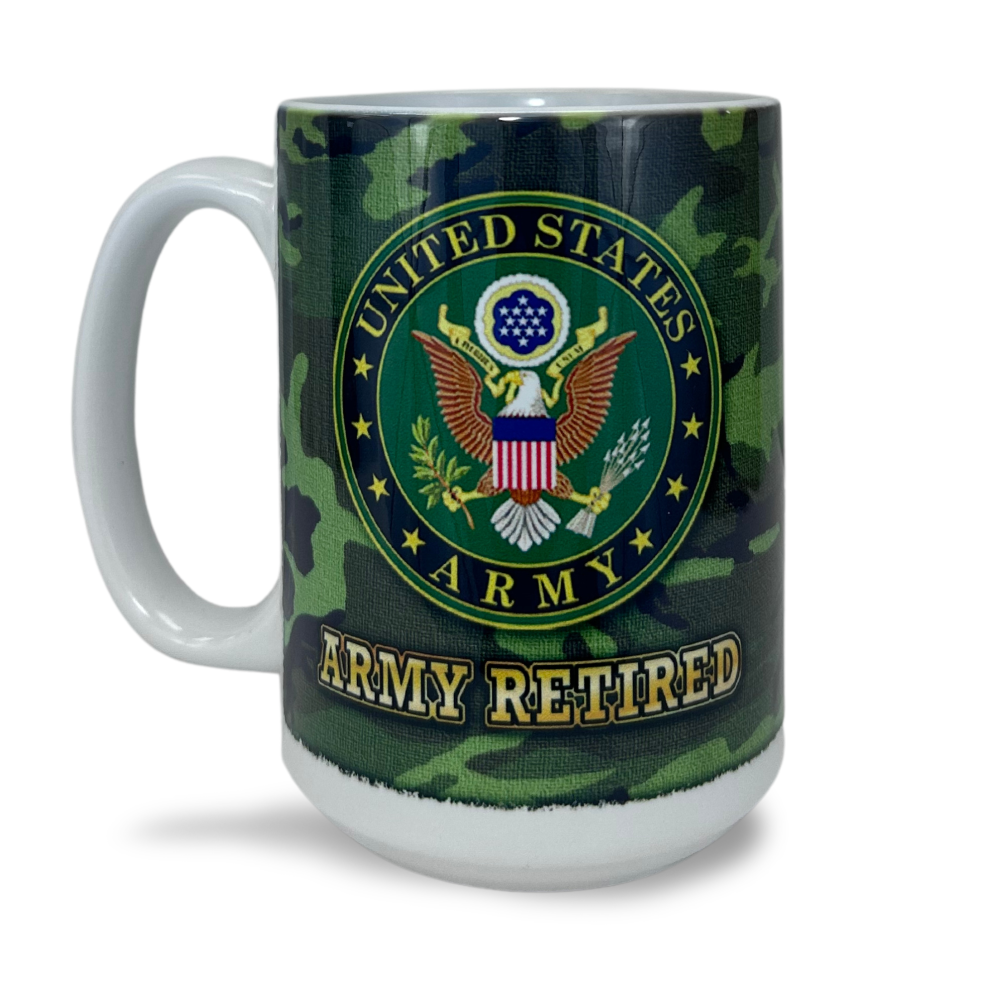 Army Seal Retired Mug (Camo)