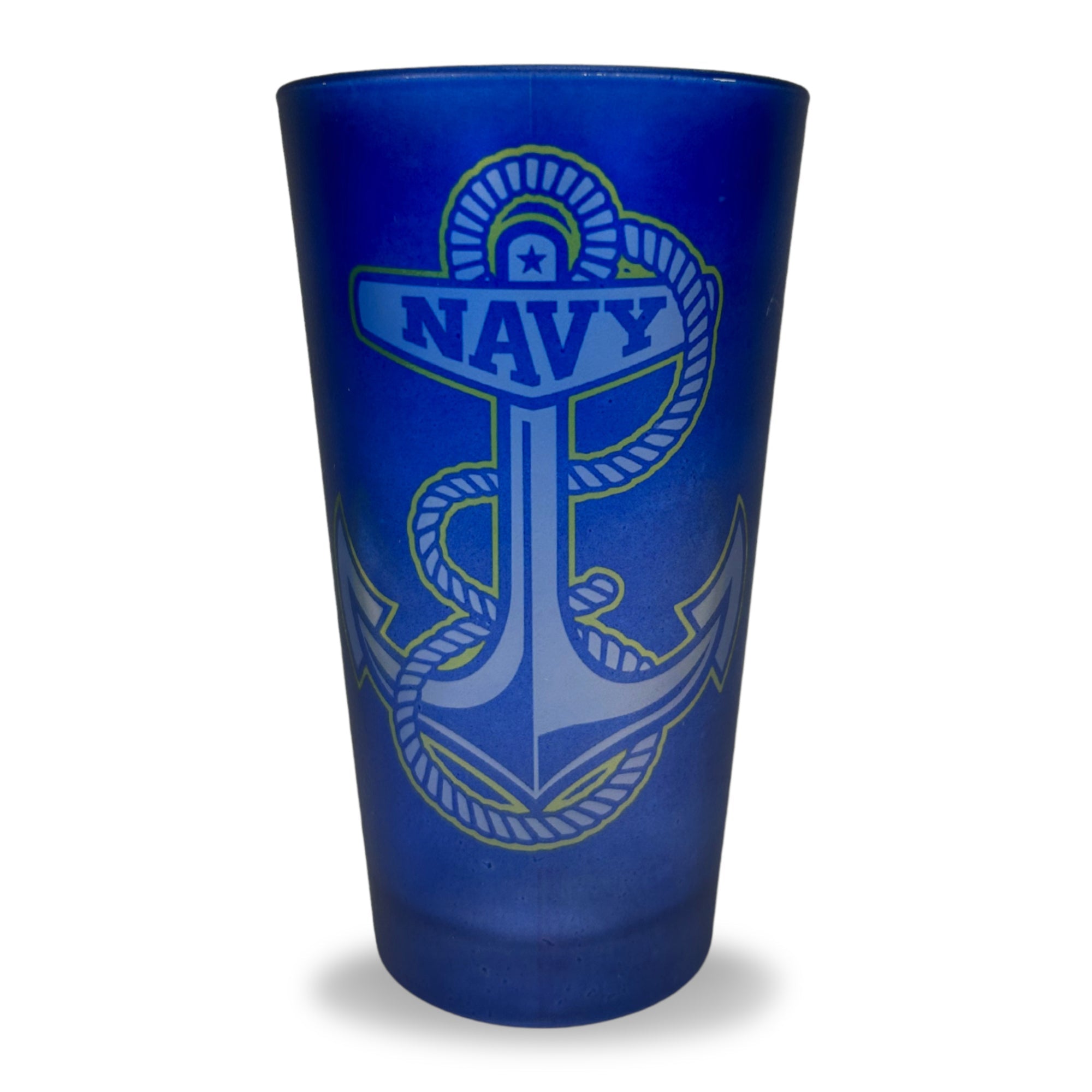 Navy Anchor Logo Frosted Mixing Glass Tumbler