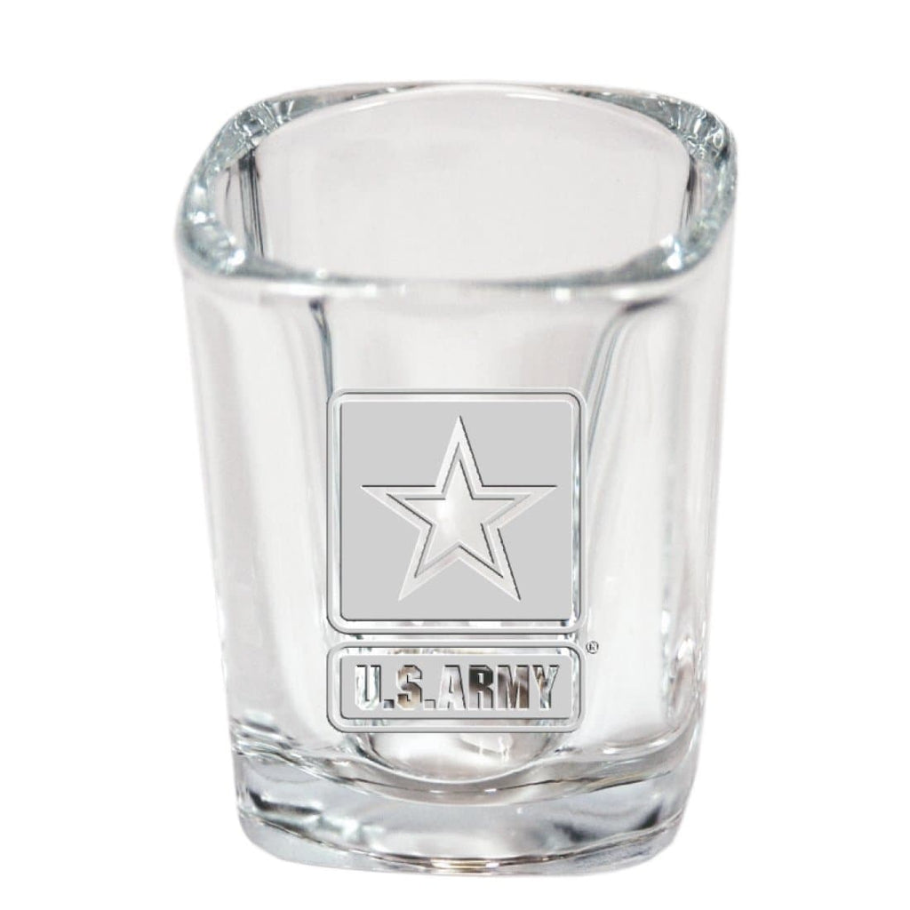 Army Star Logo Etched Square Shot Glass (Clear)