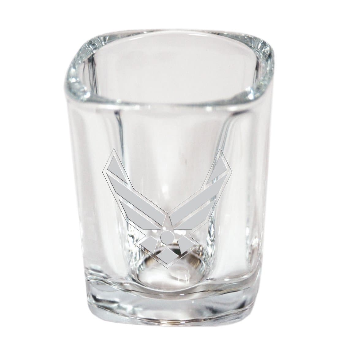 Air Force Wings Logo Etched Square Shot Glass (Clear)