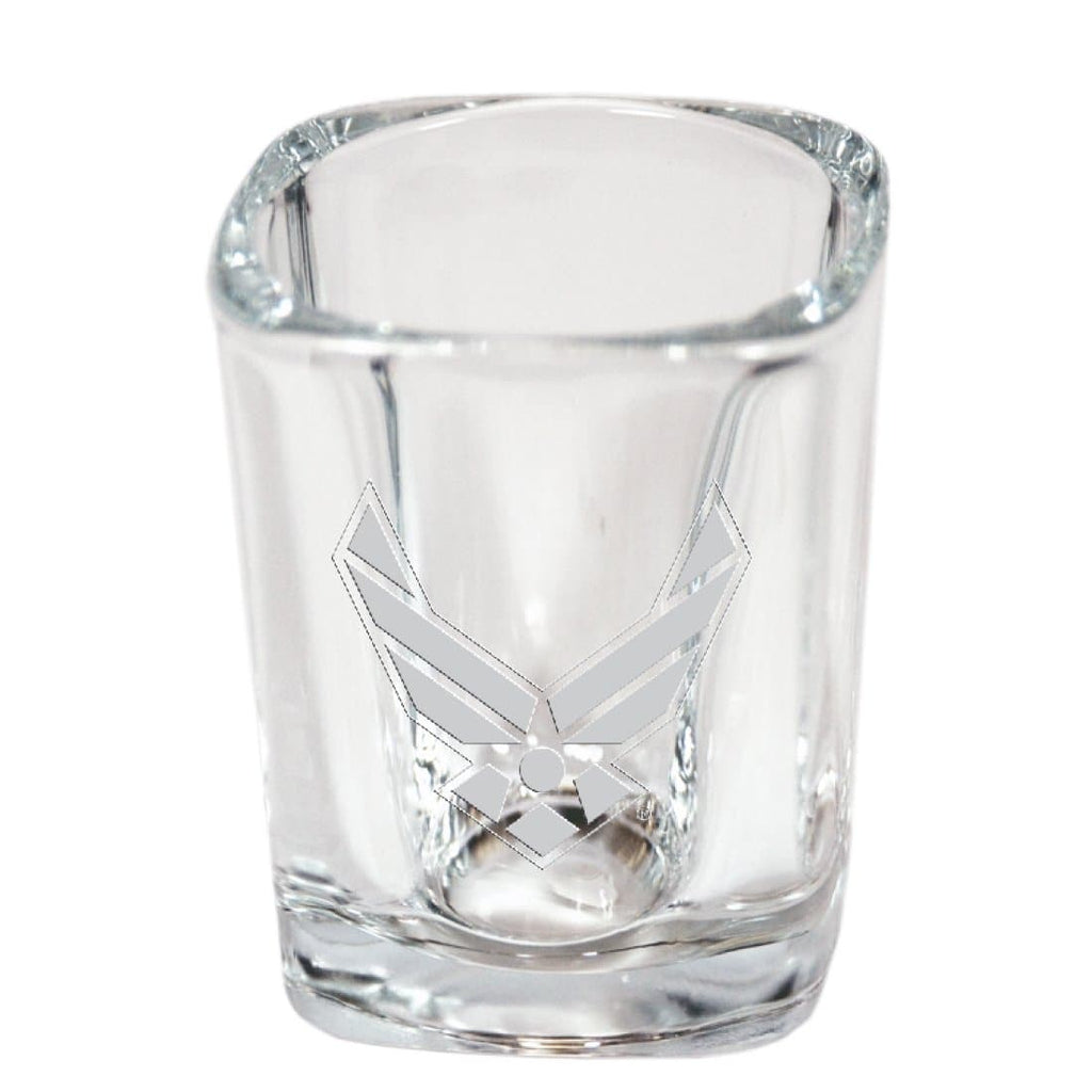 Air Force Wings Logo Etched Square Shot Glass (Clear)