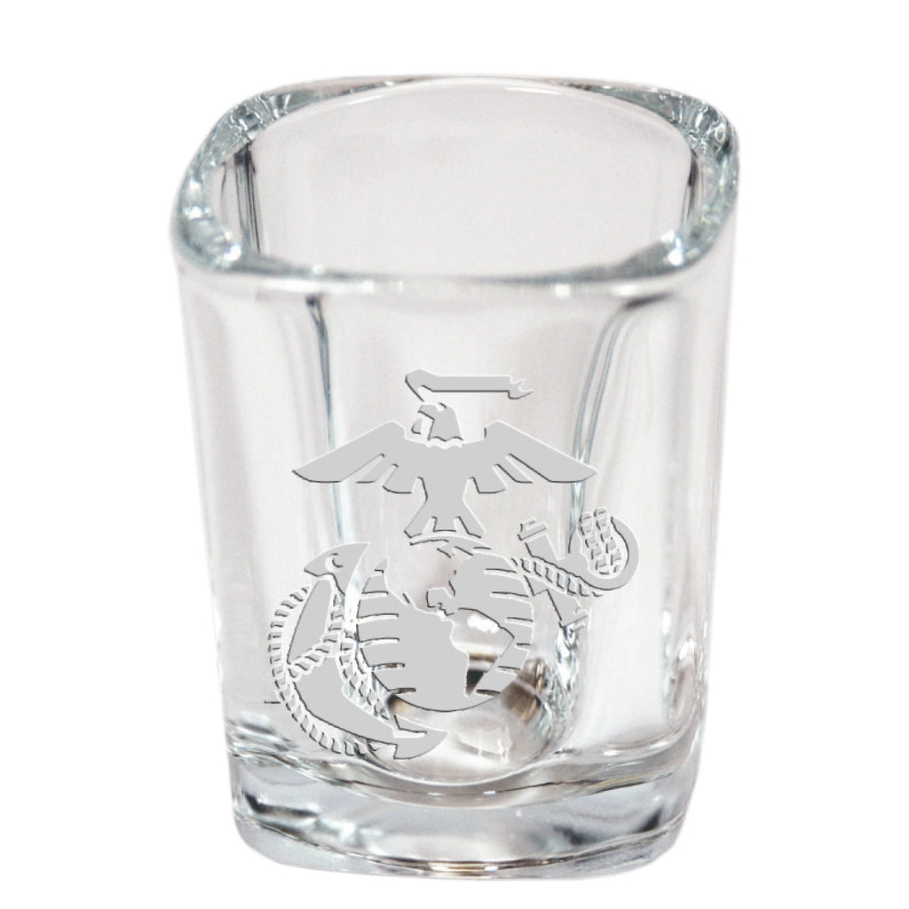 Marines EGA Logo Etched Square Shot Glass (Clear)