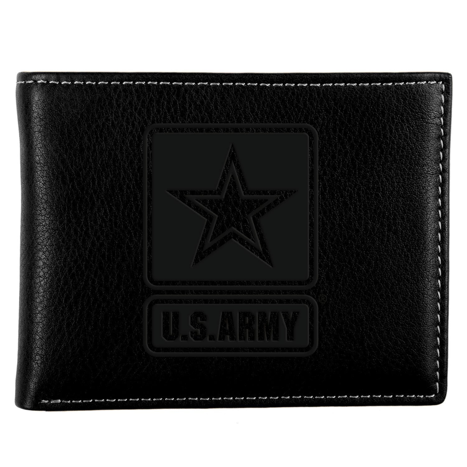 Army Star Contrast Stitch Billfold Wallet (Black)