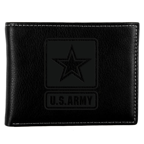 Army Star Contrast Stitch Billfold Wallet (Black)