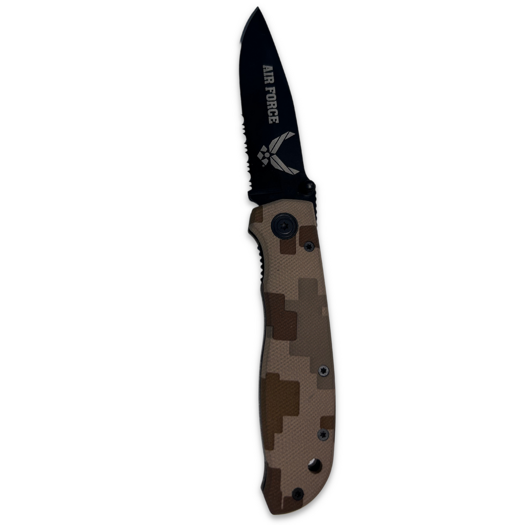 Air Force Folding Lock Back Knife (Brown Camo)