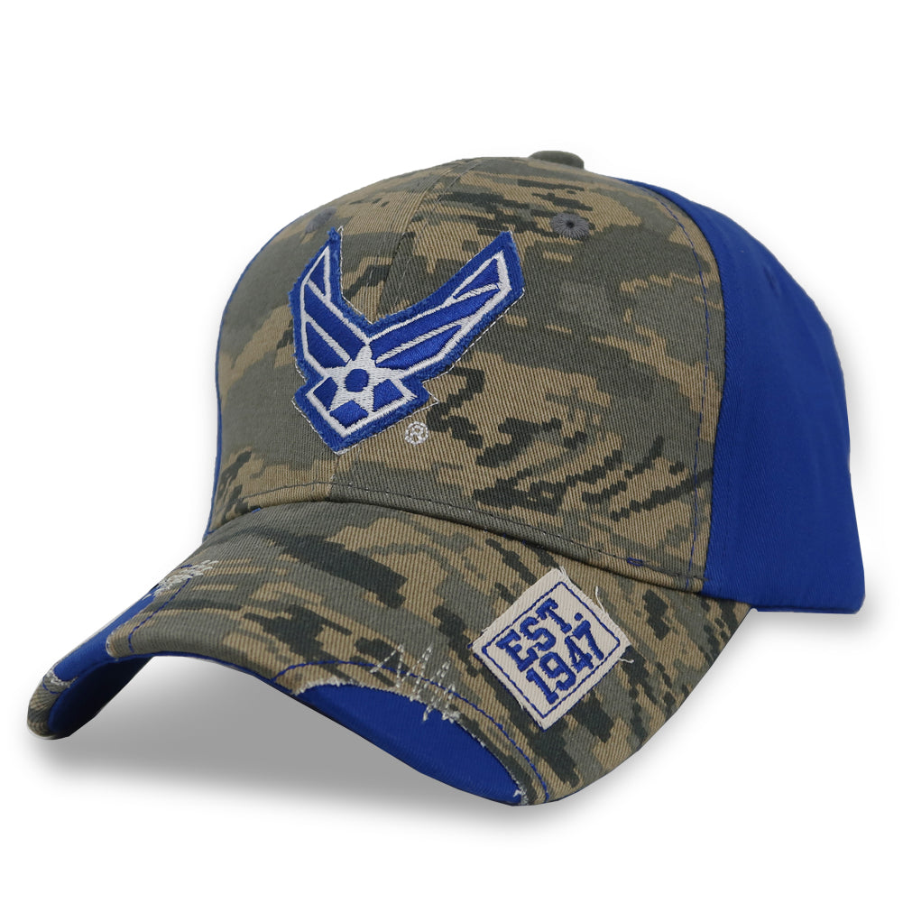 Air Force Wings Distressed Camo Front Hat