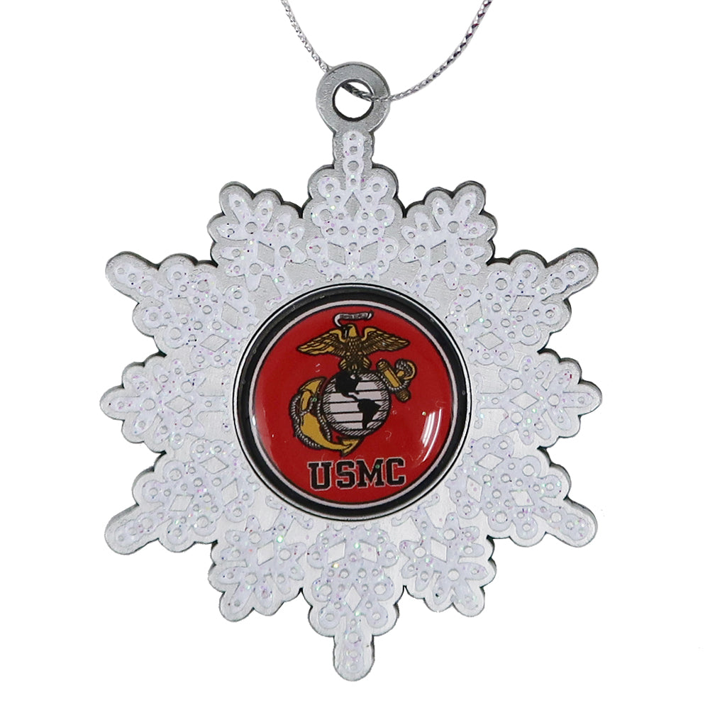 Marine Seal White Glitter Pewter Snowflake Ornament (2.5")