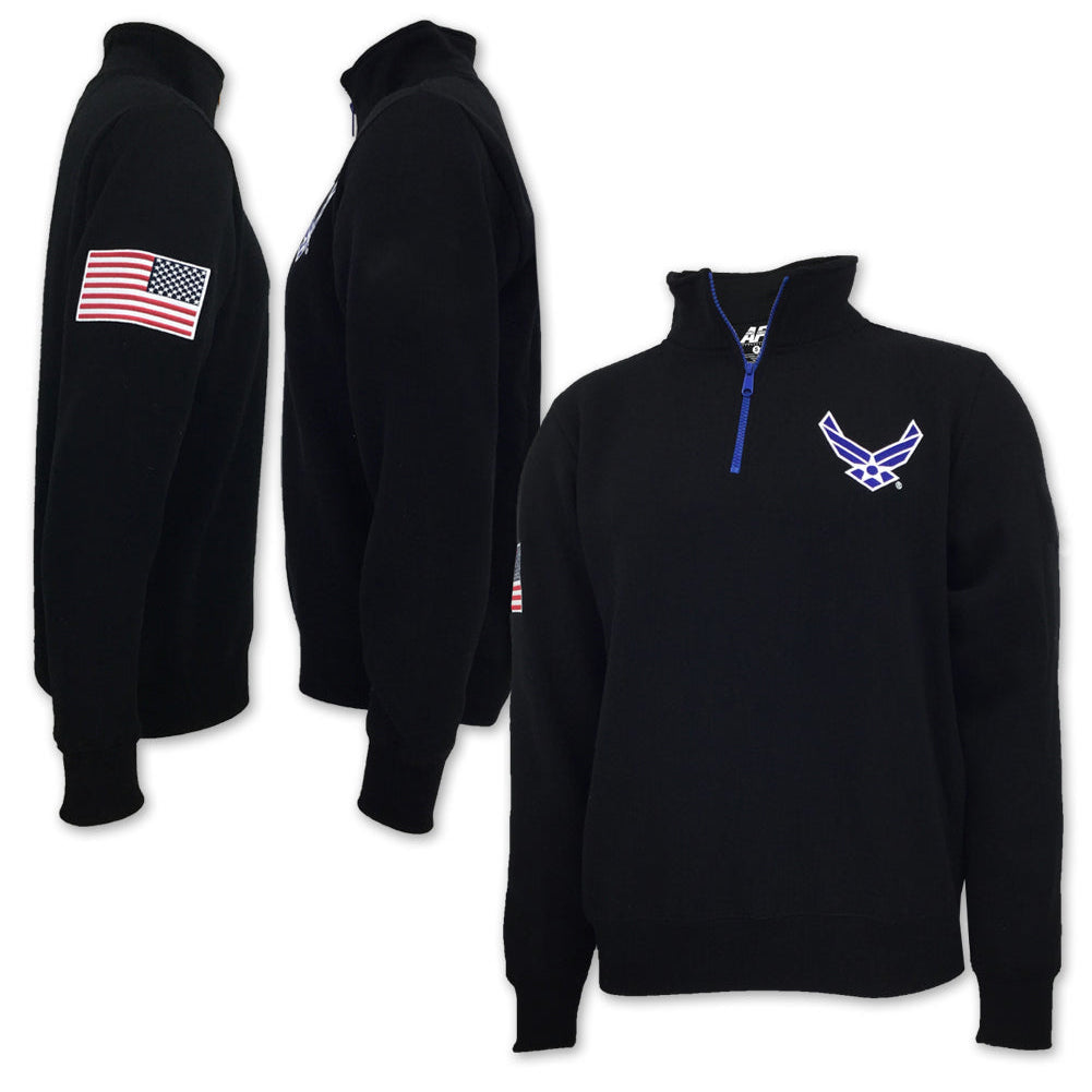 Air Force Wings Embroidered Fleece 1/4 Zip (Black)