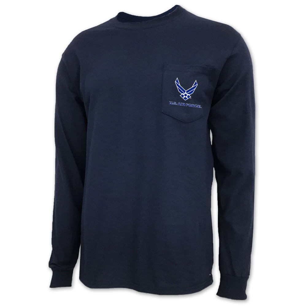 Air Force Wings Logo Pocket Long Sleeve Pocket T-Shirt