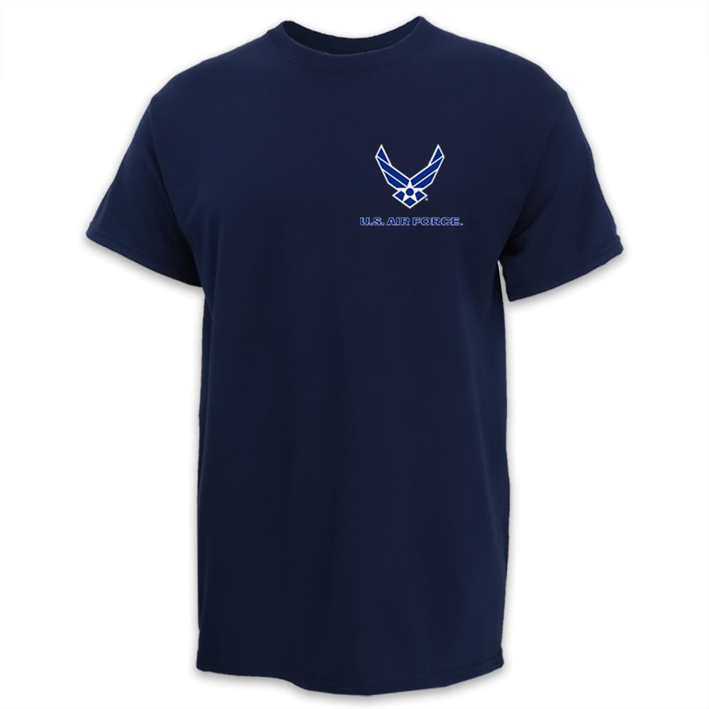 Air Force Wings Left Chest Logo USA Made T-Shirt (Navy)