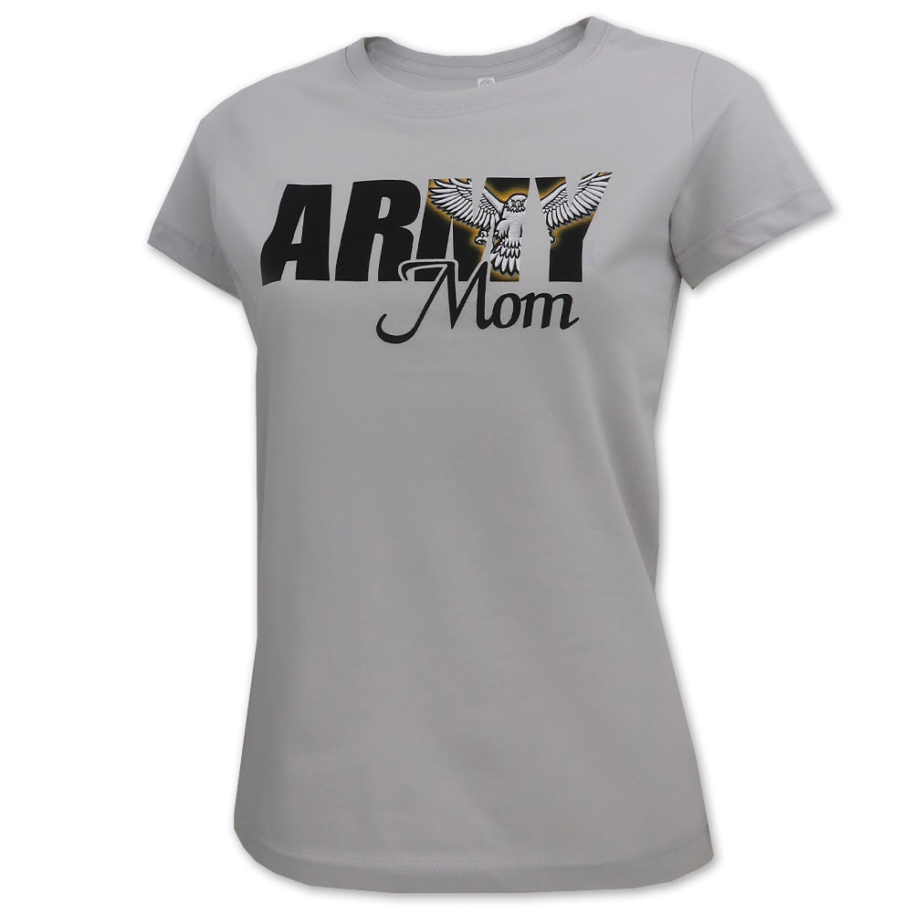 Army Ladies Eagle Mom T-Shirt (Silver)