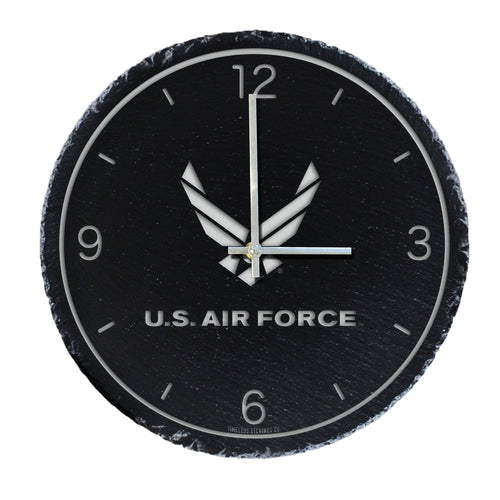 Air Force Wings Slate Clock (Black)